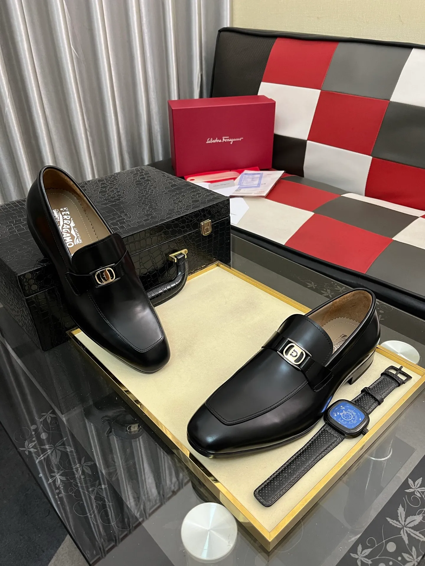 Men's shoes 💰: 600⌚️⌚️【Salvatore Ferragamo】Ferragamo business leather shoes, 1:1 top purchasing quality, imported selected original calfskin for the uppers, imported original water-dyed cowhide for the inner feet, imported original 1:1 customized Italian handmade lightweight foam outsole, code number: 38-44 (45 custom-made)